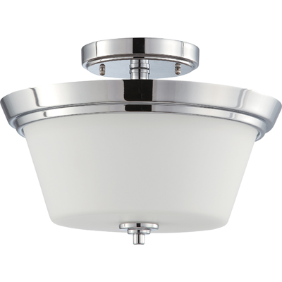 Nuvo Lighting 60/4087  Bento - 2 Light Semi Flush Fixture with Satin White Glass in Polished Chrome Finish